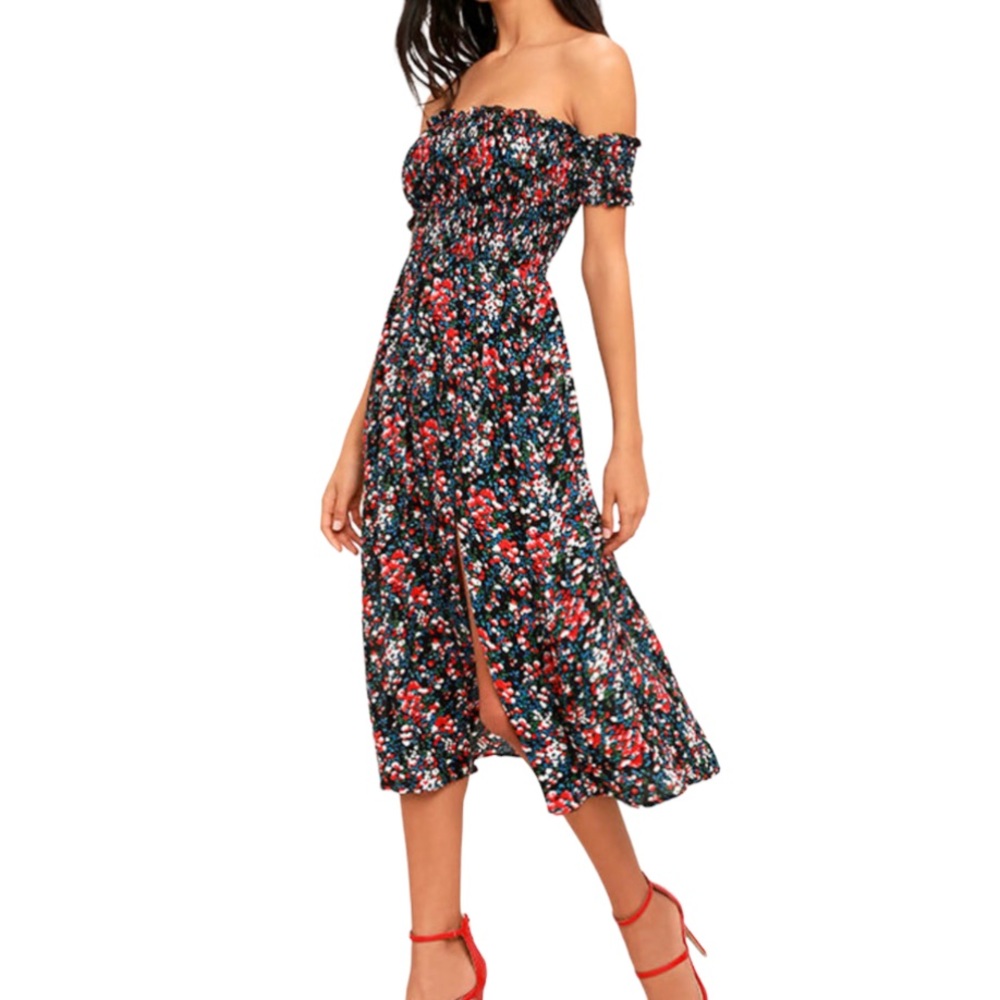 Lulu’s floral off the shoulder dress // Size: M